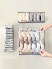 1/3pcs Foldable Compartment Storage Box, Bra, Underwear, Socks Organizer, Random Color (White, Gray, Beige, Black, Etc.) - Multicolor - View 9