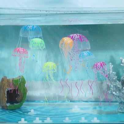 Decoración realista de medusa flotante de colores para acuario, color aleatorio