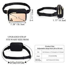 UTO Fanny Pack For Women Crossbody  Fashion Belt Purse Chest Waist Hip Bumbag For Outdoor Shopping Travel HiFKing - 0759PULeatherQuiltedBlackV - Xem 7