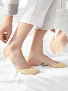 5 Pairs Of Women's Summer Soft Bottom Anti Slip And Anti-Wear Foot Cushion Sling Anti Slip Solid Color Half Palm High Heels Boat Socks