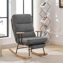 Comfortable Rocking Chair, 100 Cm High, 58 Cm Seat Width, With Gravity Height Adjustment, Manual Footrest, Stable And Non-Slip Tilt Function, Rocking Chair, Chaise Longue