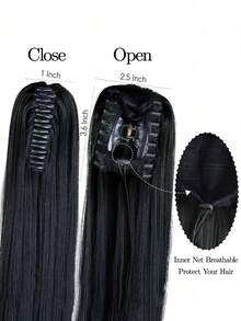 24-Inch Synthetic Long Straight Claw Clip Ponytail Wig, Heat Resistant, Suitable For Women's Daily Wear. - Multicolor - View 4