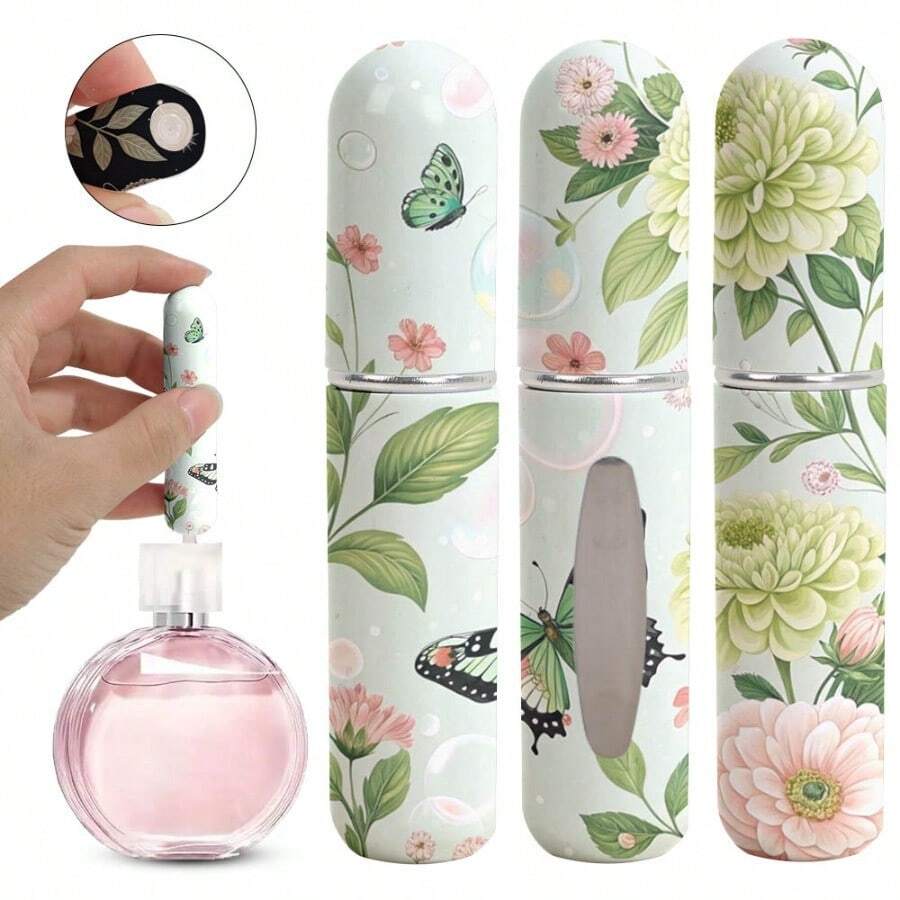 1pc Perfume Packaging Bottle With Flowers And Butterfly Pattern On The Bottom, Reusable Delicate Water Mist Spray Bottle, Travel Perfume Spray Bottle, Multiple Patterns To Choose From, Birthday Gifts For Family And Friends, Holiday Gifts, Suitable For Travel Portable 5ml - X-AYPK-05 - Xem 1