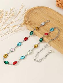 Bohemian Style Vintage Metal Chain Belt, Turquoise Carved Waist Chain - Multicolor - View 3