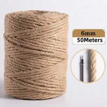 50m 6mm Thick Durable Sisal Rope, DIY Handcraft, Pet Climbing Frame, Gardening Decor, Furniture Protection - Camel - View 6