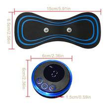 EMS颈部按摩器，迷你颈背肌肉按摩刺激贴片，8种模式19级强度调节液晶显示屏，颈部拉伸器，便携式全身放松工具 - 黑色 - 查看 6