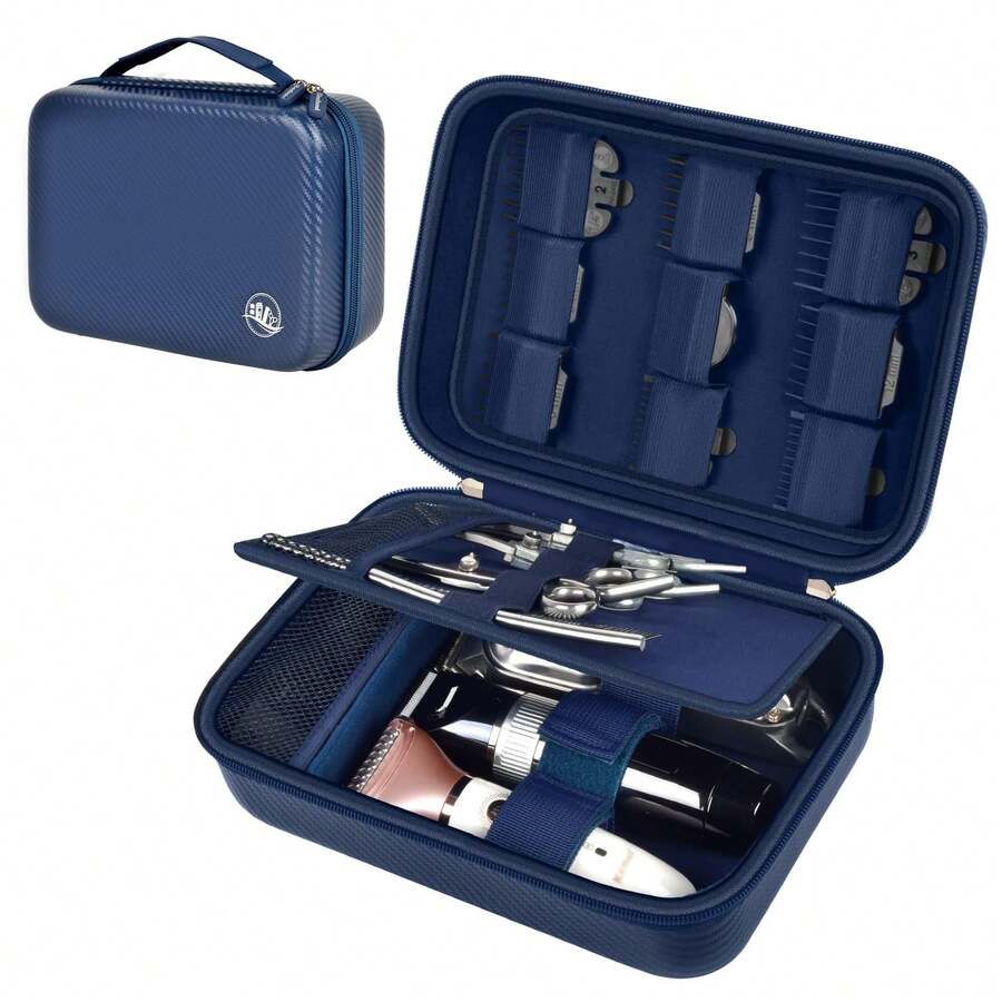 Barber Accessories Bag For Clippers And Supplies, Men Hair Trimmers Box, Portable Clipper Storage Holder Organizer For Hair Cutting, Guard Grooming Kit And Barbers Supplies (Bag Only) - 藍色 - 查看 1