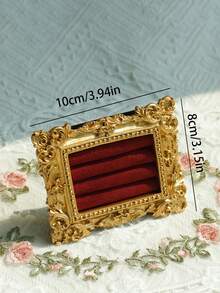 1 pieza Bandeja de joyería dorada, Organizador de joyería elegante, Soporte para exhibir aretes y anillos, Estante de almacenamiento de joyería, Regalo para ocasiones especiales - Expositor de anillos - Ver 4