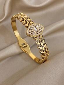 Women's Star-Shaped Water Drop Bracelet, Inlaid With Luxury Zirconia, Elegant Gold Stainless Steel Material, Stackable, Suitable For Daily Wear, Party Outfits, Jewelry, And Christmas Gifts. - Multicolor - View 13