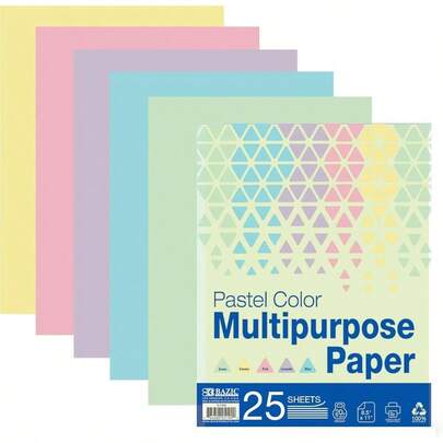 Blank Paper Copy Multipurpose Paper 8.5 Inchx 11 Inch U2013 25 Sheets Pastel Color Printer Paper Inkjet, Laser, And Fax Machines U2013 Printing Paper Office, School, And Crafts, 1 - Pack