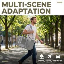 Transportín plegable de material suave apto para gatos y perros pequeños - Transpirable, resistente a arañazos, impermeable, fácil de limpiar, ligero y portátil, con correa de hombro desmontable, apto para uso en coche/viaje/avión/hogar - Multicolor - Ver 9