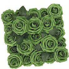 25支经典人造玫瑰 - 海军蓝PET泡沫假花，带茎，适用于DIY婚礼花束、新娘送礼会中心装饰、派对餐桌装饰、情人节、生日礼物、毕业典礼礼物