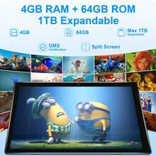 Qetupa Pad6 10.1英寸安卓平板电脑，配备保护套，4GB RAM + 64GB ROM（支持1TB扩展），MTK6771八核2.0GHz处理器，高清(1280x800) IPS触控屏，500万像素前置摄像头和1300万像素后置摄像头，6000mAh长效电池，支持802.11ax Wi-Fi 6 (2.4G+5G)、蓝牙5.2、GPS，无SIM卡槽，Type-C充电接口 - 白色 - 查看 3