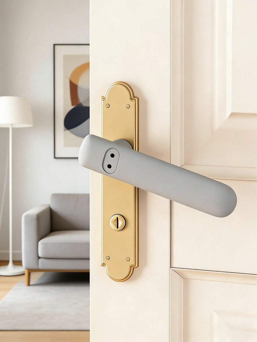 1pc Silicone Door Handle Protector Cover, Thick Anti-Collision Grip Sleeve, Made Of Anti-Static Soft Silicone, Suitable For Home Accessories, Home Decor, Room Decor, Household Essentials,Mother's Day Gift,Bedroom Decor,Garden,Kitchen Decor,Summer,Beach,Travel Essentials,Room Decor,Squishy,Graduation - Multicolor - View 1