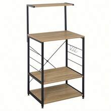 Baker's Racks - Black+Light Wood Grain - View 4