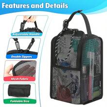 Mesh Shower Caddy Hanging Shower Organizer Tote Bag Portable Toiletry Organizer, Quick Dry Bath Bag With Double Zippers Opening Travel Gym Swimming Beach Camping Dorm Room - Initial - View 4