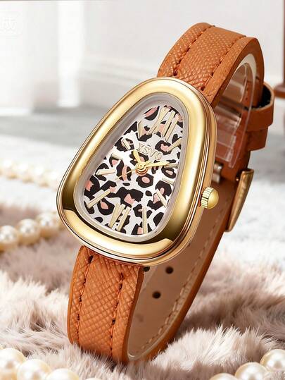 1pc Vintage Leopard Print Quartz Watch For Girl, Unique Design To Avoid Awkward Matching, Suitable For Festivals, Birthdays, Year-End Promotions