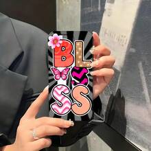 1PC Phone Case ,  Colorful Letters Butterfly Flower Pattern , Stylish Phone Case, Phone Decoration, All-around Lens Protection, Creative Small Gift, Funny Gift for Boys and Girls - Negro - Ver 5