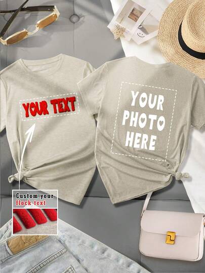 Anpassad dam-T-shirt, färgglad bomull kortärmad dam-T-shirt, dam-T-shirt, ange din text, slogan, välsignelse, rolig överraskningspresent, fritidskläder, sport och utomhus