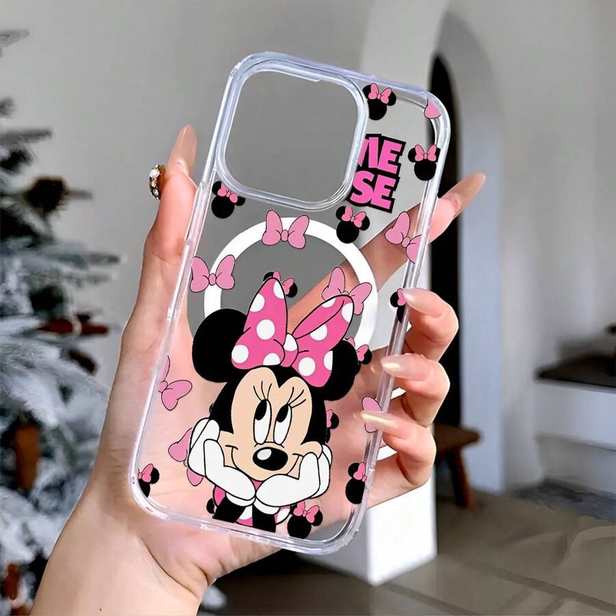 Disney Minnie Mouse Patterned Phone Case Featuring Cute Bows And Iconic Designs. Compatible With IPhone 17 16 15 14 13 12 And 11 Pro Models. Made Of Durable TPU With Shockproof Protection. Perfect Gift For Family Friends Birthdays Holidays And Special Occasions. What A Great Choice For Minnie Fans What A Stylish Accessory - Trong sáng - Xem 1