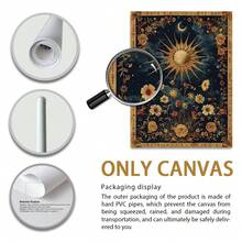 Bộ 3 tranh canvas treo tường phong cách cổ điển thiên thể, họa tiết mặt trời và mặt trăng, hoa lá, trang trí phong cách Boho huyền bí cho phòng khách, phòng ngủ và văn phòng, khung tranh tùy chọn. - Nhiều màu - Xem 12