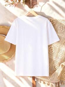 Disney Valentine's Day Minnie Mouse Print T-Shirt For Girls - Children's Clothing Design Short-Sleeve Casual Cute Style Comfortable And Relaxed Fit For Boys And Girls Perfect For Parties And Play Machine Washable Gift-Wrapped Children's Apparel Girls' Short-Sleeve Shirt - White - View 2
