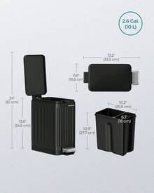 2.6 Gallon Slim Bathroom Trash Can With Soft Close Lid, 10L Stainless Steel Garbage Can With Removable Liner Bucket, For Narrow Spaces,Bathroom, Bedroom (Silver) - 黑的 - 查看 7