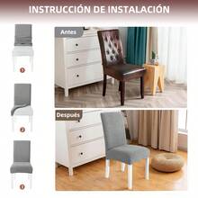 6 Pzas cubiertas de silla resistentes a salpicaduras en unicolor,Elástica Protectora De Silla Comedor Removible.cubierta moderna para silla de comedor de poliéster elástico, La cubierta de la silla es adecuada para la mayoría de las sillas, y la tela de alta elasticidad puede adaptarse a su silla muy bien y hacer que su silla se vea más fresca.  La cubierta de la silla de comedor puede transformar su vieja silla en una nueva, actualizar su decoración interior, extender la vida útil de la silla y ahorrar su dinero. Las fundas decorativas para sillas se pueden utilizar en salones, banquetes de boda, hoteles, conferencias, celebraciones, ceremonias, restaurantes, etc.todas las estaciones. - Gris claro gris claro - Ver 3