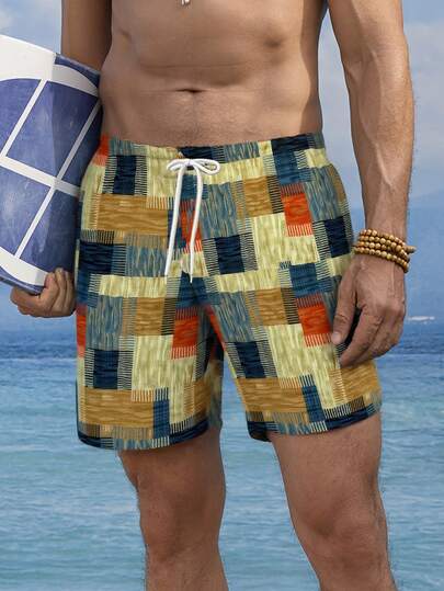 Men's Casual Shorts, Summer Lightweight Breathable Quick-Dry Printed Versatile Basketball Beach Sports Bermuda Shorts