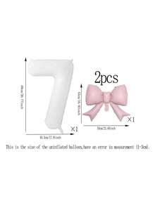 2pcs 32-Inch Number Balloon Set, Pink & Red Bow Foil Balloons, White, Red, Black & Cream 0-9 Number Balloons Suitable For Birthday Party, Anniversary Decoration - Multicolor - View 26