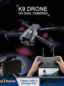 CASRRA Drone K9 con cámaras duales, equipado con caja de almacenamiento plegable para fotografía aérea conveniente. Este innovador cuadricóptero multifuncional se puede controlar a través de una aplicación, con control de velocidad, control de detección de gravedad, volteretas de 360 grados y aterrizaje con un solo toque. Un regalo ideal para principiantes adultos, fiestas de cumpleaños, festivales, Navidad y Halloween. - Negro - Ver 1