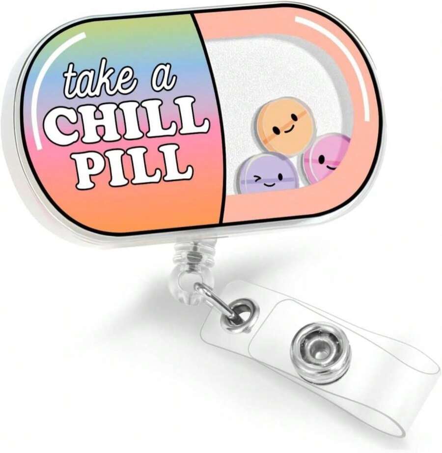 Plifal Pharmacy Badge Reel Holder Clip - Pharmacist Capsule Medicine Retractable ID Name Card Badge Reel With Charm Alligator Clip, Nurse Nursing Office Medical Worker Student Shaker Accessories Gifts - ColorS - 查看 1