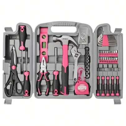 46件套套筒扳手套装，套筒棘轮扳手工具组，家用维修工具，含钻头和延长杆，附带收纳盒