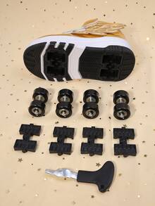 Children's 4-Wheel Roller Shoes, Detachable Roller Skates, Outdoor Sports Shoes, Unisex Casual Shoes - Gold - View 9