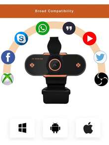 Cámara web con micrófono, cámara web USB HD 1080P, adecuada para computadoras y portátiles, gran ángulo de 110°, con cubierta de privacidad, cámara web portátil de transmisión en vivo con reducción de ruido, plug and play. - Negro - Ver 7