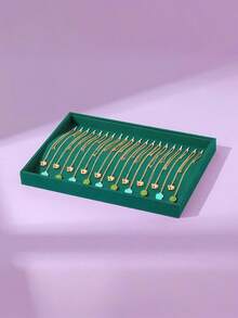 1 pieza Caja de almacenamiento de collares, bandeja de exhibición de joyas con tapa transparente para collares y colgantes, adecuada para mujeres y niñas, soporte en forma de T, bandeja de joyas de terciopelo, soporte para anillos, gabinete de exhibición, exhibición de joyas, caja de almacenamiento de anillos - Multicolor - Ver 13