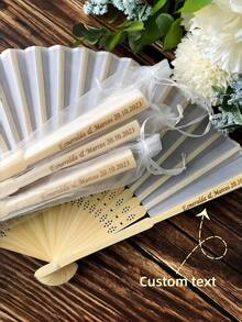 1pc, Custom Handheld Fan, Personalized Text, Wedding Gift, Wedding Favor Fan, Banquet Party Gift, Bride Gift, Folding Hand Fan, Bulk Hand Fans, Summer Fan - Apricot - View 2