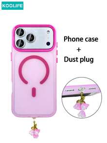 Rose Red Dust Plug With 3D Wind Chime Flower Design