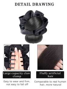 4-Inch Realistic Bun Hairpiece, Natural Looking, Twist Clip Design, Bud Hairstyle, Creates Romantic Atmosphere, With Headband At The Back - Multicolor - View 4