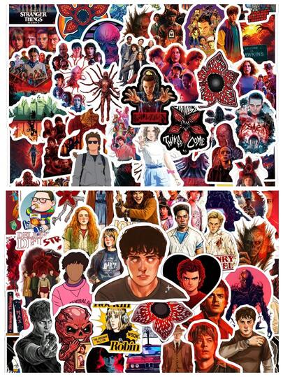 60pcs ST Stickers, Film Fans Merch Goods, Can Be Stuck On Laptops, Phones, Luggage, Cups, Notebooks, Etc. Suitable As Decorative Accessories And Gifts For Fans