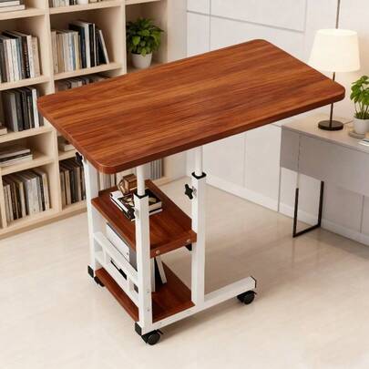 Computer Desk, Standing Desk 3-Layer Adjustable Mobile Desk Storage Rack, Height-Adjustable For Bedroom/ Living Room/ Study/ Dormitory/ Work Area, Lightweight And Space-Saving Space-Saving Furniture