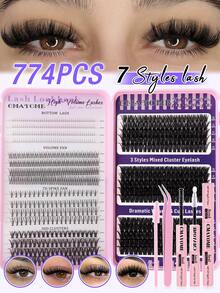 CMAYOME 784pcs D-Curl Flared False Eyelashes Set, 30D+40D+50D+60D Mixed Thick Lashes, Lower Lashes Dedicated, Soft Lash Bundle, Create Natural Eye Makeup, 8-16mm Mixed Length, Lightweight Waterproof Mink Hair 3D Effect False Lashes, Suitable For Natural, Dramatic, Daily Makeup And Costume Play - Pink - View 14