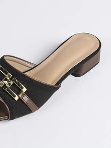 Giày sandal cao gót nữ, sandal đế dày thời trang phối màu kiểu cổ tích hở mũi, sandal mũi vuông phối màu đi biển, sandal công sở nữ, trang phục mùa xuân hè. - Nhiều màu - Xem 9