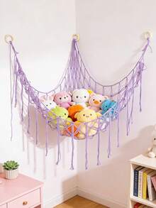 1个紫色转角挂网，波西米亚风格收纳转角挂架，用于展示物品，适合女孩房装饰、迎婴派对、性别揭晓派对 - 紫色 - 查看 7