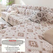 1pc Minimalist Geometric Pattern Sofa Slipcover, Anti-Scratch, Available In Multiple Colors, Fade-Resistant, Pill-Resistant, Machine Washable, Reusable Sofa Cover, Suitable For Living Room & Bedroom, Pet-Friendly, All Season - Khaki - View 11