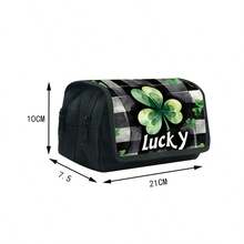 1pc St. Patrick's Day Pencil Case, Large Capacity With Dual Flip Cover And Dual Zipper Design. Made Of Polyester Fiber, Suitable For Middle School, High School And College Students, Also Can Be Used For Desktop Stationery Storage To Keep The Desk Tidy. - Multicolor - View 9