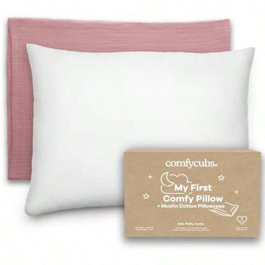 - Almohada para niños pequeños con Funda de Almohada de Muselina, 13 x 18 Pulgadas, Soporte de Viaje y sueño para niños, Relleno de Microfibra Ligera y Transpirable, Suave y acogedora para(Mauve Funda de muselina de algodón, paquete de 1) - 50*60 - Ver 1