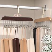 1/2pcs Wooden Hanger Rack With 8 Metal Hooks, Heavy Duty Non-Slip Organizer For Camisoles, Bras, Swimwear, Scarves, Ties, Belts, Bags - Multicolor - View 3