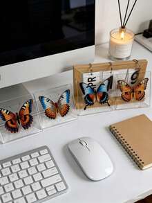 1 Piece Of Oversized (10CM) Transparent Spreading Butterfly Series Model Decoration, With Multiple Varieties Of Butterflies, Permanently Preserved Animal Model Crafts, Printed With The Most Realistic Animal And Insect Butterfly Specimens In Nature, Transparent Animal And Plant Insect Model Square, Decorative Craft Ornament (Acrylic Double-Sided) - Multicolor - View 8