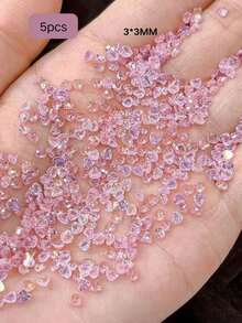 5pcs Transparent Rhinestone Heart Shaped Nail Art Decorations, Colorful Sparkling Mini Flat Nail Gems, Elegant Nail Jewelry, Perfect For Valentine's Day Nail Decor - Multicolor - View 4